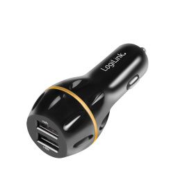 Logilink USB car charger 2xUSB ports with QC technology 19,5W Black