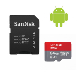 Sandisk 64GB microSDXC Ultra Class 10 UHS-I A1 (Android) + adapterrel
