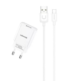 Usams T21 Travel Charger + Lightning Cable White